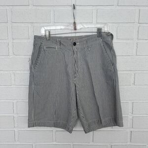 Vintage LL Bean Shorts White Blue Striped Mens 31 0JAA1 Classic Preppy Casual